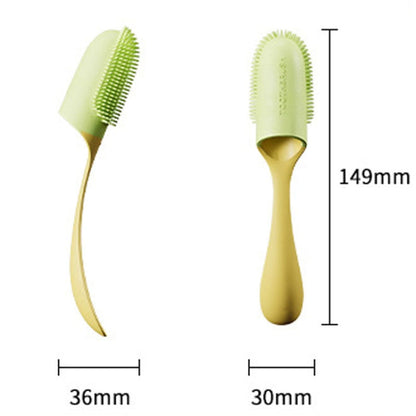 Pet Finger Toothbrush with Handle Dogs and Cats Oral Cleaning Tools (Yellow)
