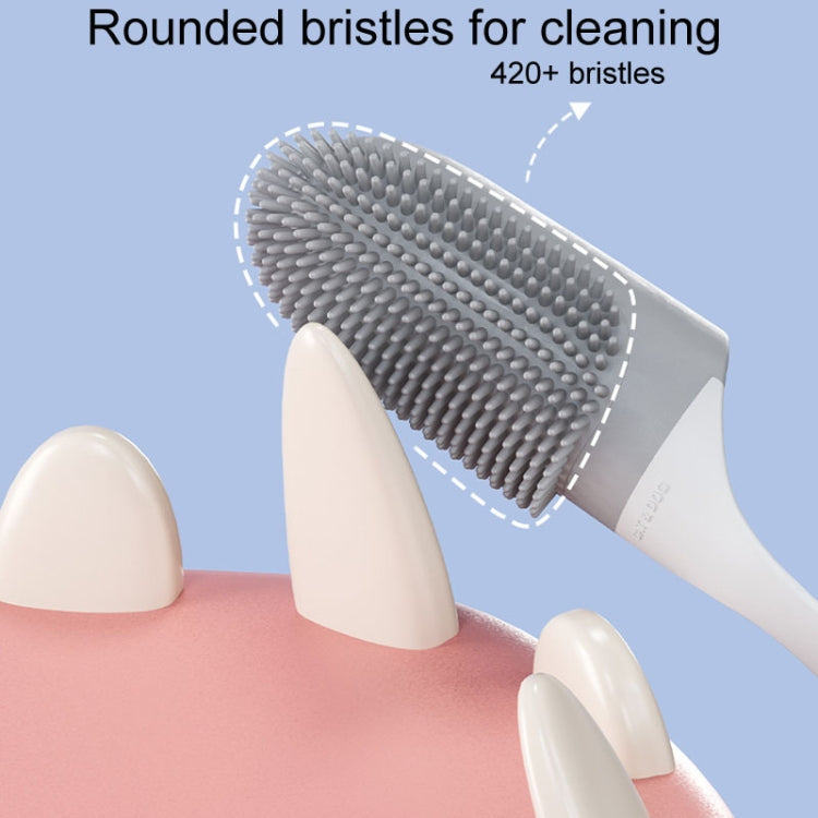 Pets Finger Toothbrush With Handle Dogs And Cats Oral Cleaning Tools (White)