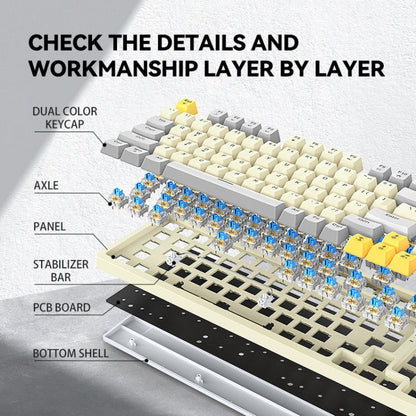 Rynx | T-WOLF T50 97-Key RGB Illuminating Color Change Gaming Mechanical Keyboard with Key, Color: White B