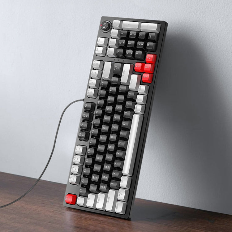 Rynx | T-WOLF T50 97-Key RGB Illuminating Color Change Gaming Mechanical Keyboard with Key, Color: White B