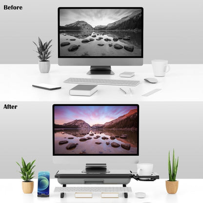 Rynx | Oimaster Monitor stand height adjustable laptop holder with storage drawer, specification: upgrade