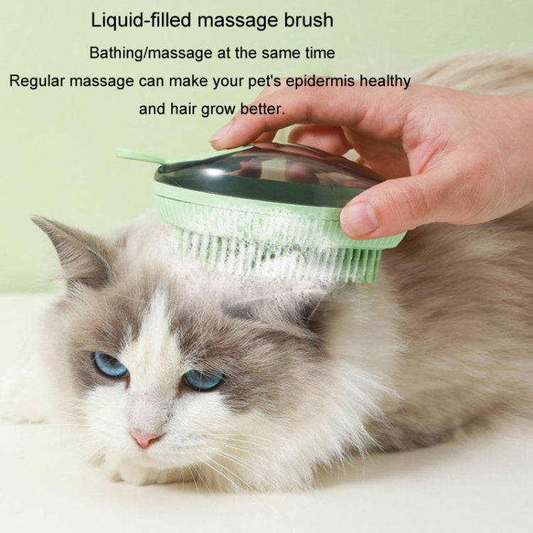 Dog Cleaning Accessories Refillable Shower Gel Type Cats Dog Massage Bath Brush, Style: Thick End (Green)