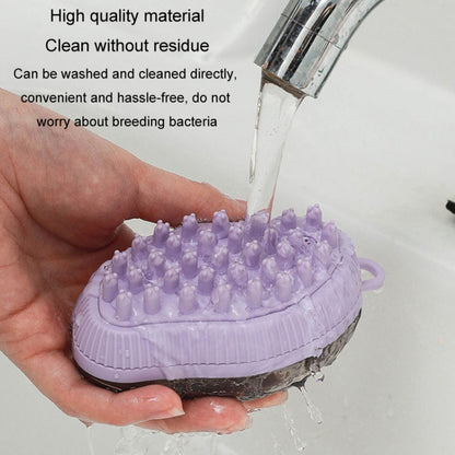 Dog cleaning accessories Refillable shower gel type cat dog massage bath brush, style: Thick end (Purple)