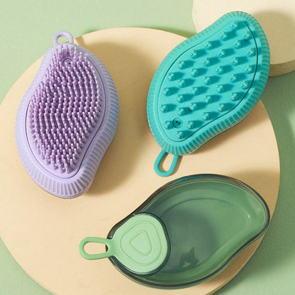 Dog Cleaning Accessories Refillable Shower Gel Type Cats Dog Massage Bath Brush, Style: Thick End (Green)