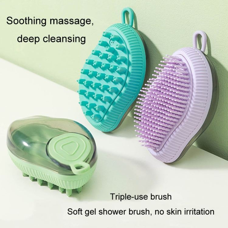 Dog cleaning accessories Refillable shower gel type cat dog massage bath brush, style: Thick end (Purple)