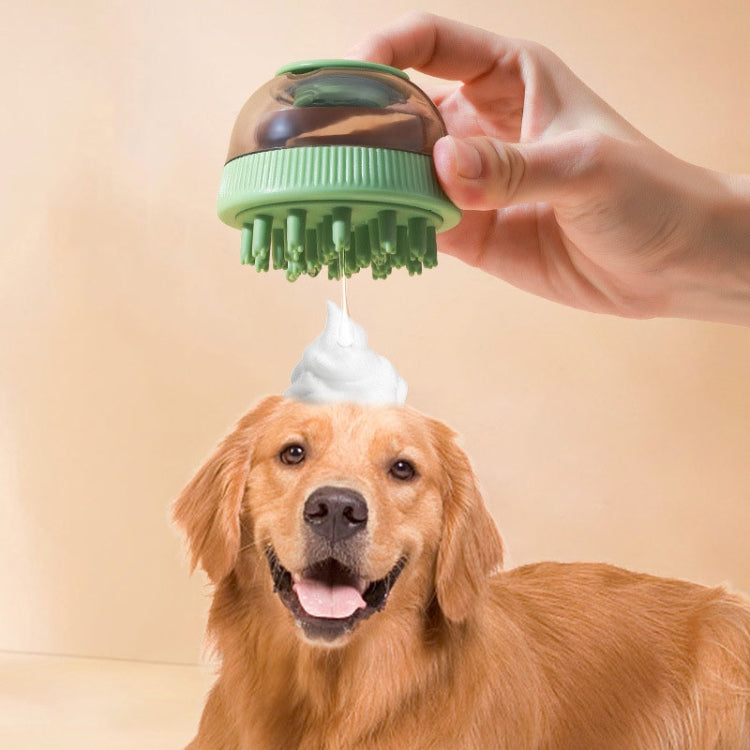 Animal cleaning accessories capsule refillable shower gel type cats dogs bathing massage brush (Green)