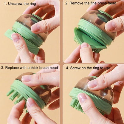 Animal cleaning accessories capsule refillable shower gel type cats dogs bathing massage brush (Green)