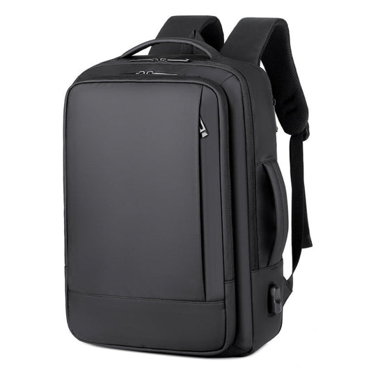 Rynx | Expandable waterproof laptop backpack for business with USB port (Black)