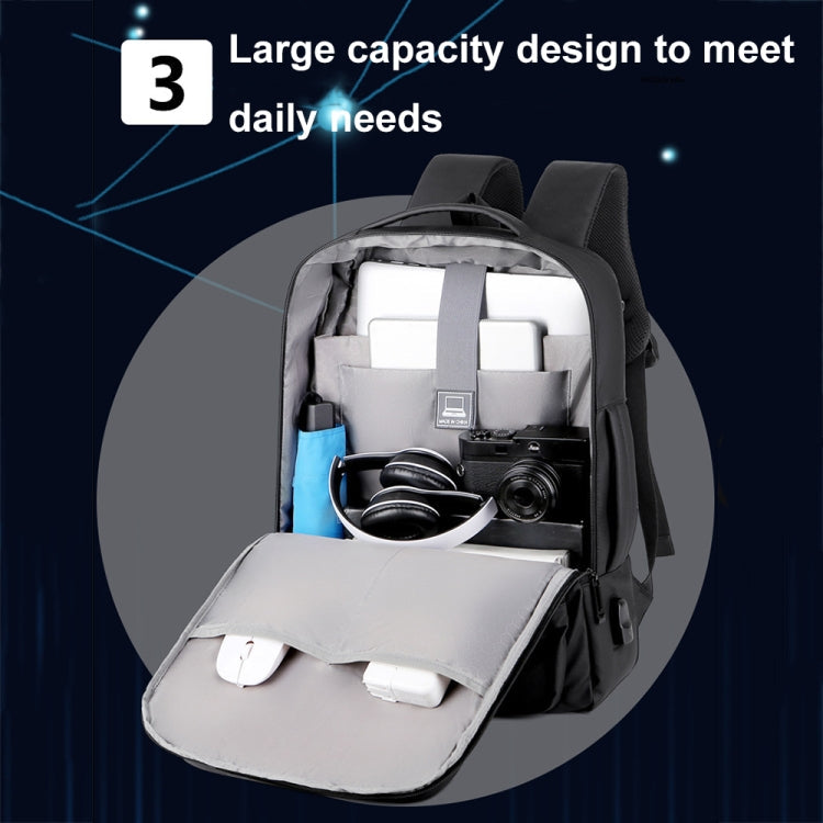 Rynx | Expandable waterproof laptop backpack for business with USB port (Black)