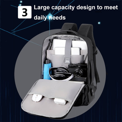 Rynx | Expandable waterproof laptop backpack for business with USB port (Black)