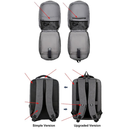 Rynx | 15 inch large, capacity strong, waterproof business commute laptop backpacks with USB port (simplified gray)