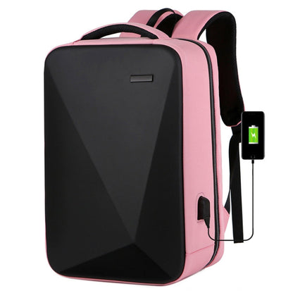 Rynx | 16 inch Large Capacity Password Lock Anti-Theft Laptop Backpack With USB Port (Pink)