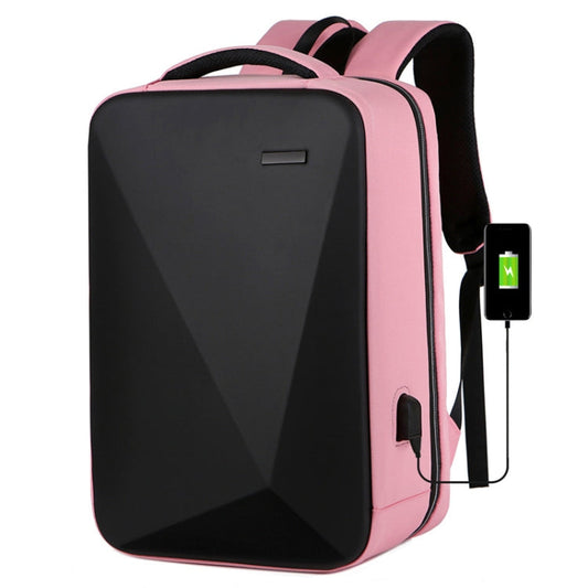 Rynx | 16 inch Large Capacity Password Lock Anti-Theft Laptop Backpack With USB Port (Pink)