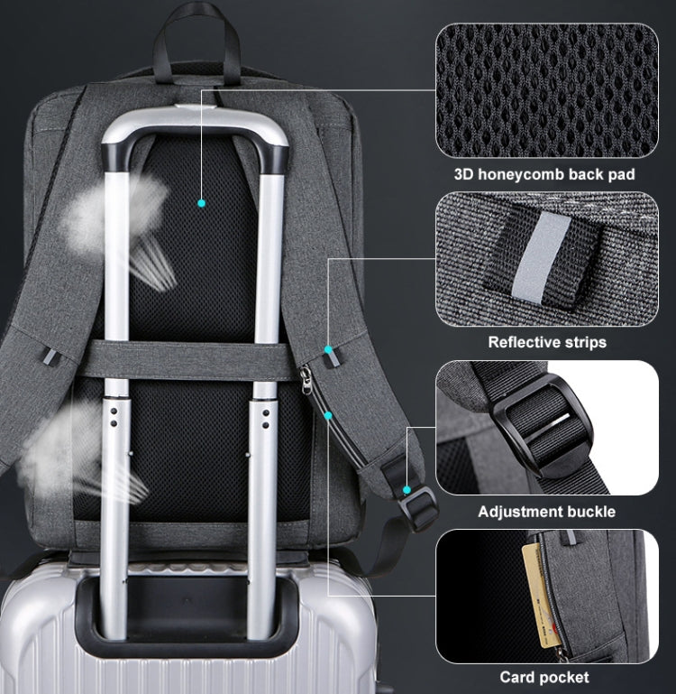 Rynx | 16 Inch Large Capacity Password Lock Anti-Theft Laptop Backpack With USB Port (Navy Blue)
