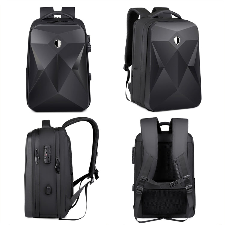 Rynx | 17 Inch Password Lock Large Capacity Waterproof Laptop Backpack with USB Port (Black)