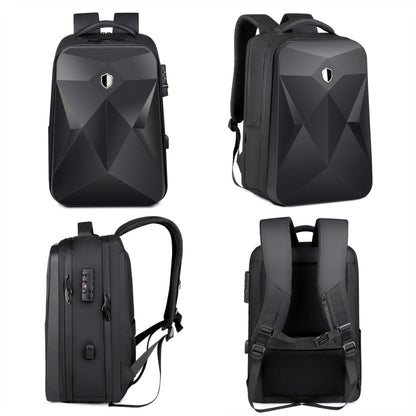 Rynx | 17 Inch Password Lock Large Capacity Waterproof Laptop Backpack with USB Port (Black)