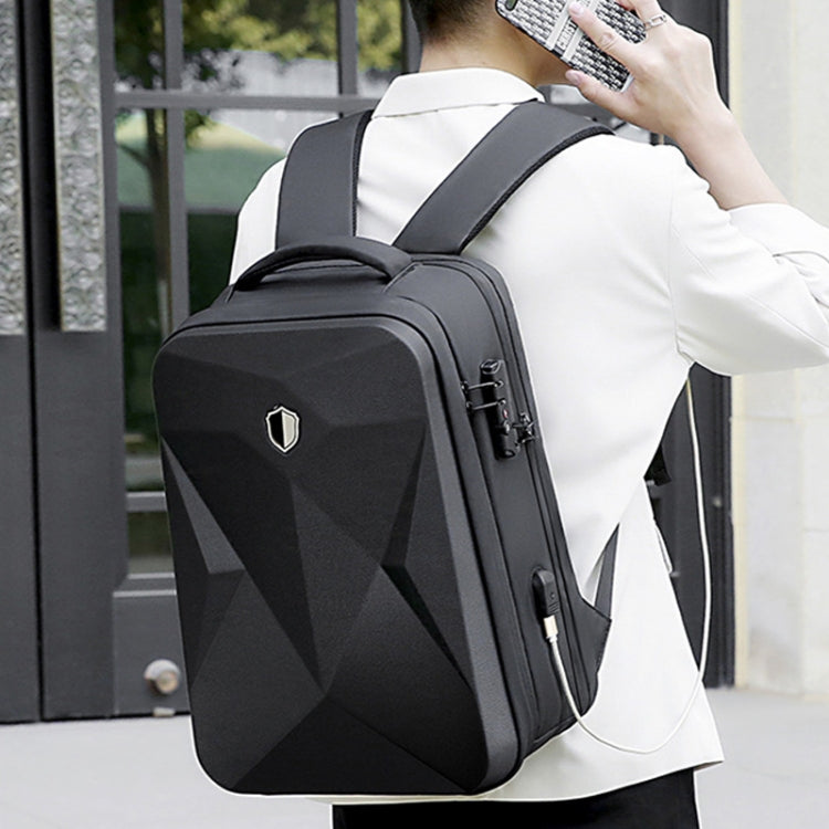 Rynx | 17 Inch Password Lock Large Capacity Waterproof Laptop Backpack with USB Port (Black)