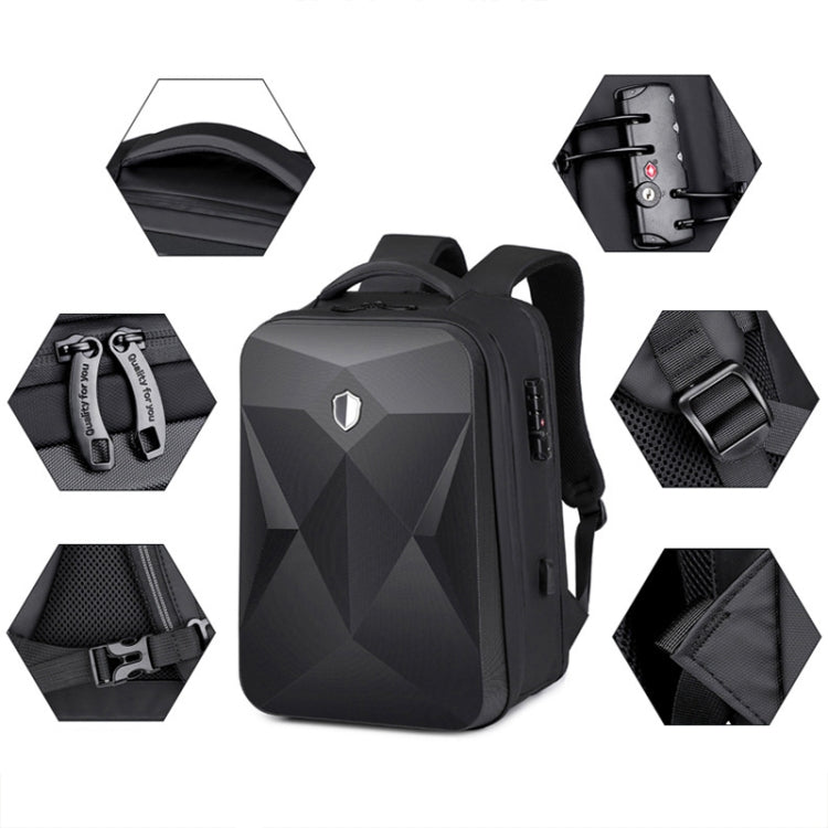 Rynx | 17 Inch Password Lock Large Capacity Waterproof Laptop Backpack with USB Port (Black)