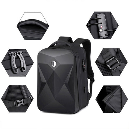 Rynx | 17 Inch Password Lock Large Capacity Waterproof Laptop Backpack with USB Port (Black)