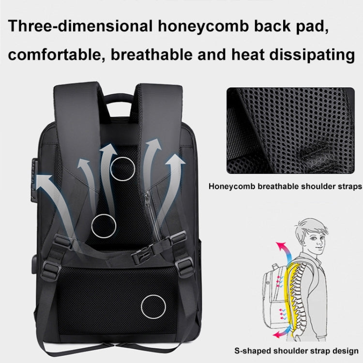 Rynx | 17 Inch Password Lock Large Capacity Waterproof Laptop Backpack with USB Port (Black)