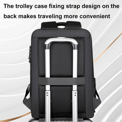 Rynx | 17 Inch Password Lock Large Capacity Waterproof Laptop Backpack with USB Port (Black)