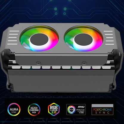 Rynx | Desktop ARGB Memory Cooler PWM Temperature Control Dual-Fan, For DDR / DDR2 / DDR3 / DDR4 / DDR5 (Black)