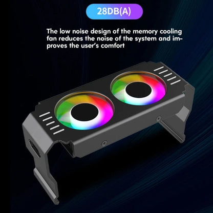 Rynx | Desktop ARGB Memory Cooler PWM Temperature Control Dual-Fan, For DDR / DDR2 / DDR3 / DDR4 / DDR5 (Black)