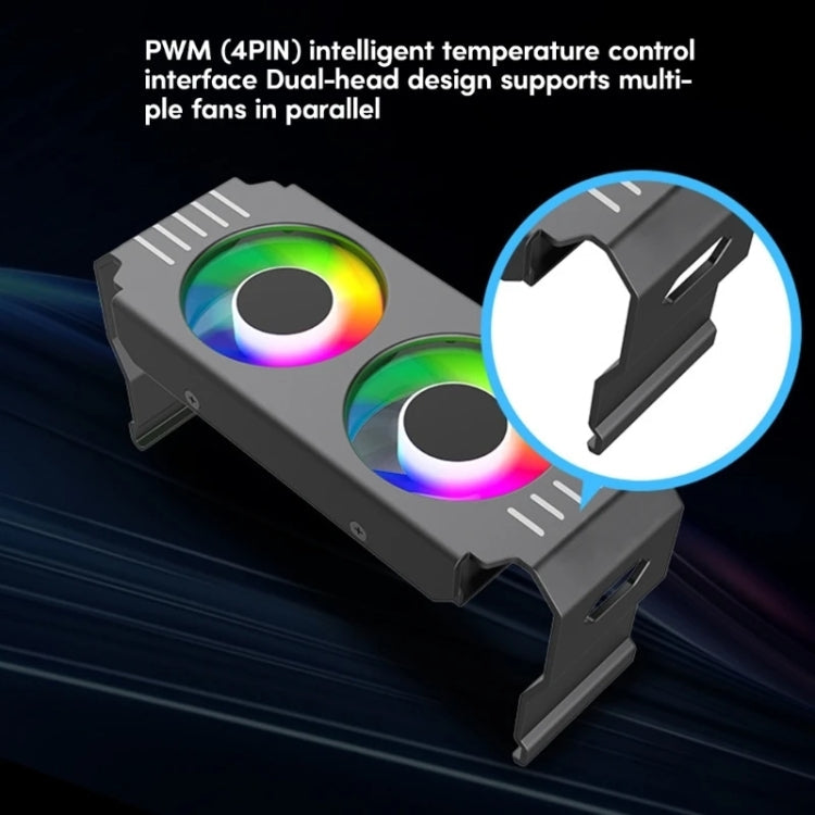 Rynx | Desktop ARGB Memory Cooler PWM Temperature Control Dual-Fan, For DDR / DDR2 / DDR3 / DDR4 / DDR5 (Black)