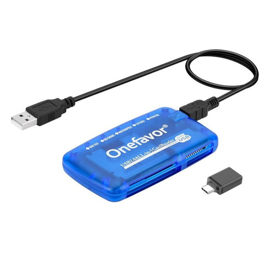 Rynx | Onefavor All-in-One Card Reader Support SM / XD / SD / MMC / MS / CF Card, Model: Card Reader + Type-C Adapter
