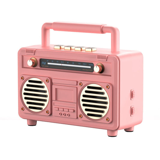RYNX | BT21 Retro USB Flash Drive FM Radio Wireless Bluetooth Speaker, Color: Pink