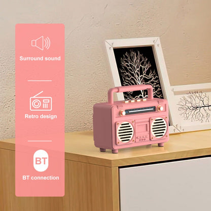 RYNX | BT21 Retro USB Flash Drive FM Radio Wireless Bluetooth Speaker, Color: Pink