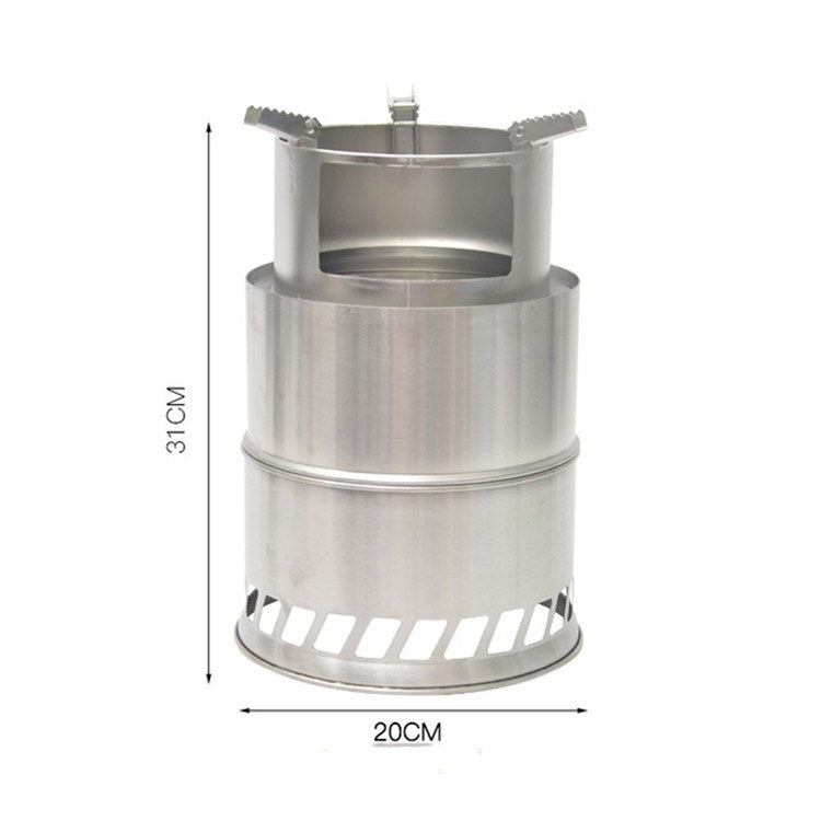 Rynx | Outdoor Portable Round Wood Stove Charcoal Stove Solid Alcohol Stove Thick Stainless Steel Picnic Stove