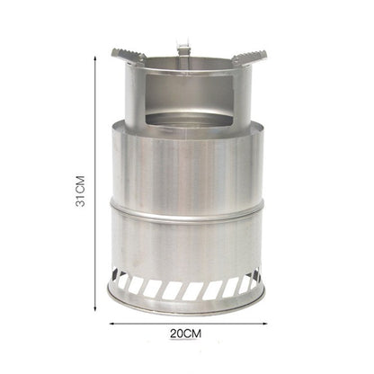 Rynx | Outdoor Portable Round Wood Stove Charcoal Stove Solid Alcohol Stove Thick Stainless Steel Picnic Stove