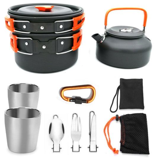 Rynx | Outdoor Supplies Camping Portable Teapot Set Pot Set(Orange Handle)