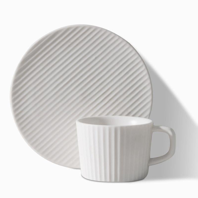 Rynx | 2/4/6-piece White Gray Stoneware Coffee Cup Set