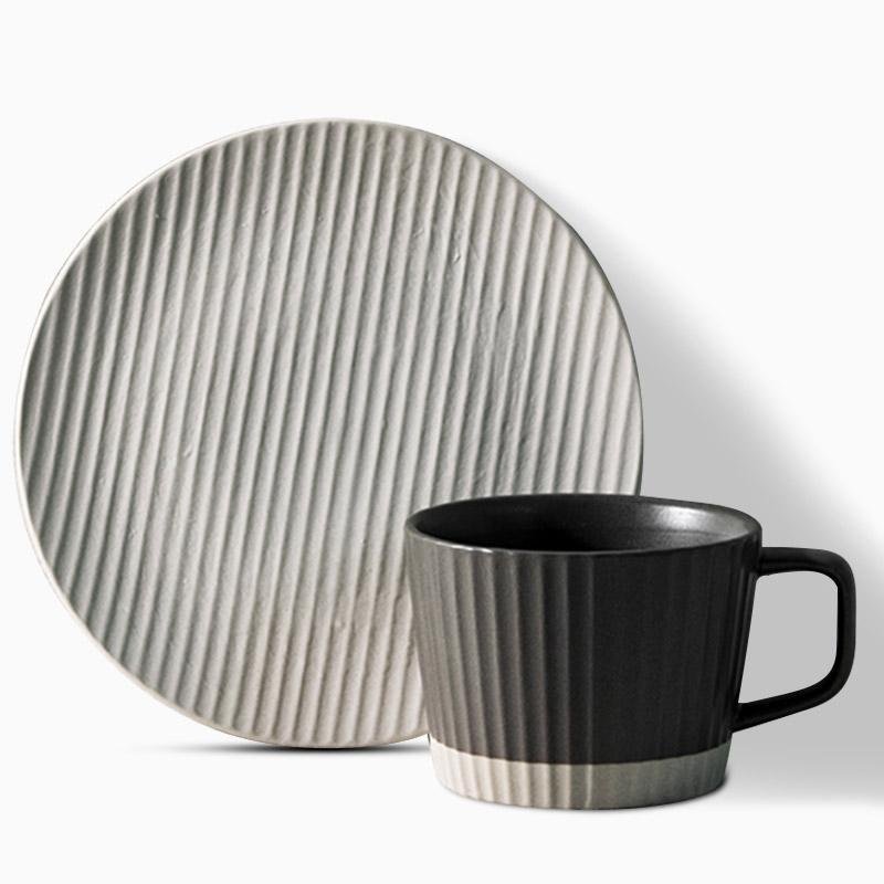 Rynx | 2/4/6-piece White Gray Stoneware Coffee Cup Set