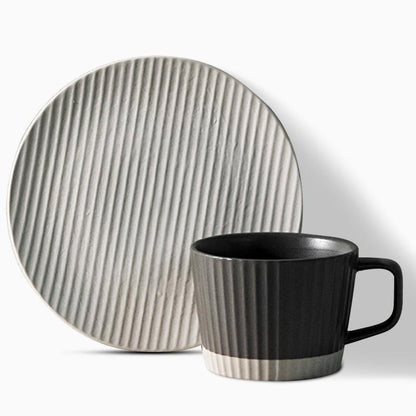 Rynx | 2/4/6-piece White Gray Stoneware Coffee Cup Set