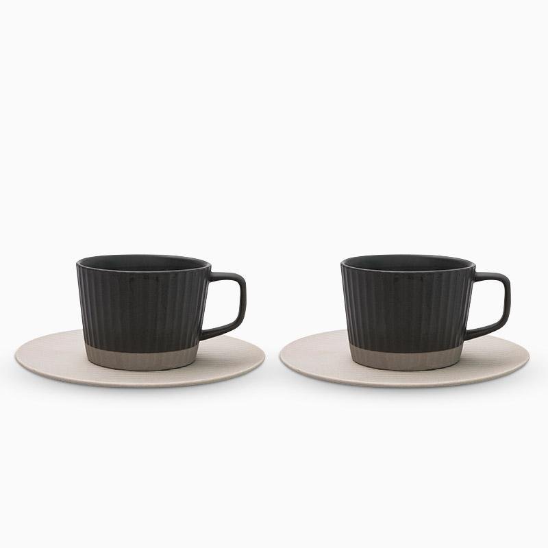 Rynx | 2/4/6-piece White Gray Stoneware Coffee Cup Set
