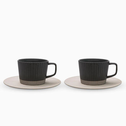 Rynx | 2/4/6-piece White Gray Stoneware Coffee Cup Set