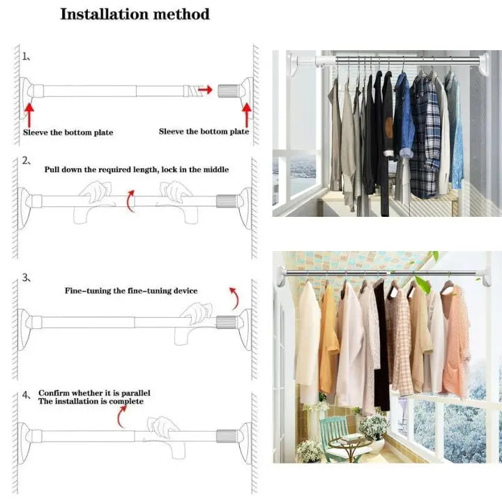 Rynx | Telescopic rod without drilling – Mounted in seconds for bathroom, kitchen & more!