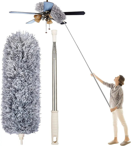 Rynx | Telescopic dust duster with extra long microfiber head (Free 3 replacement cleaning heads)