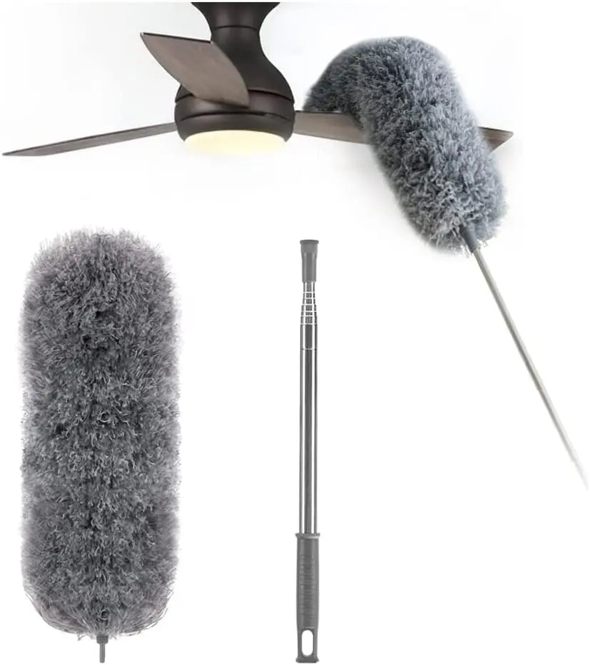 Rynx | Telescopic dust duster with extra long microfiber head (Free 3 replacement cleaning heads)