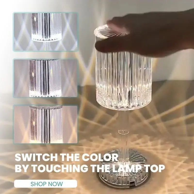 Rynx | Touch crystal lamp - 3-level dimmable light colors with elegant diamond cut!