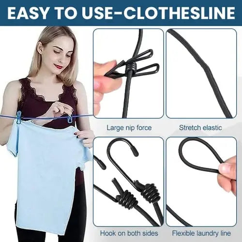 Rynx | Portable Clothesline with Clips – Ideal for Travel, Camping & Balcony
