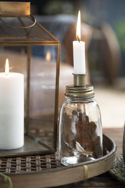 Rynx | Stick Candle Holder Glass Brass Colored