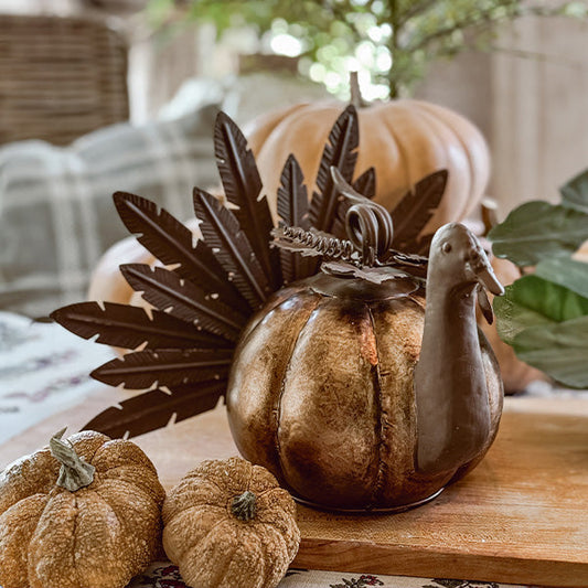 Rynx | Rustic galvanized metal pumpkin turkey