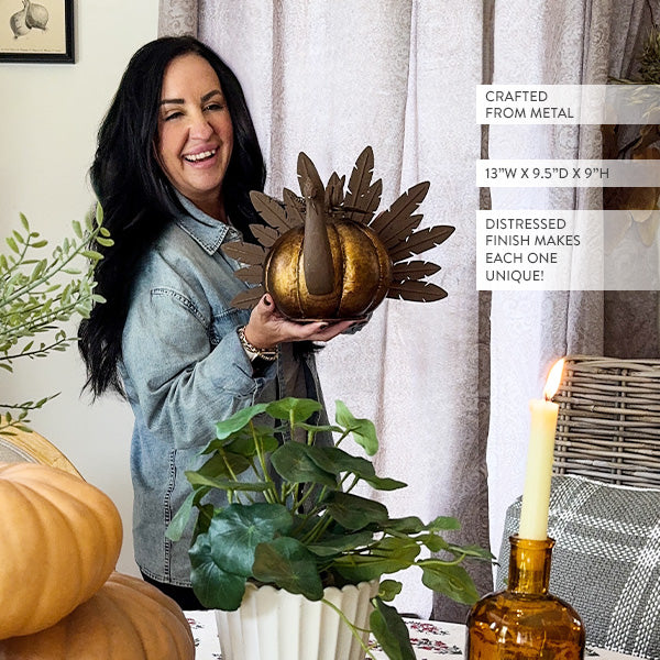 Rynx | Rustic galvanized metal pumpkin turkey