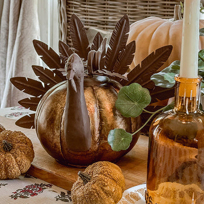 Rynx | Rustic galvanized metal pumpkin turkey