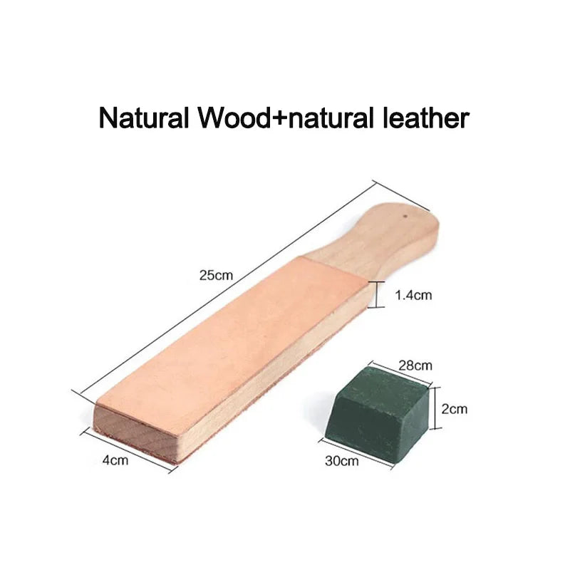 Rynx | WUTA Leather Knife Sharpener: Black Wood Razor Polishing Board for Fine Grinding - Includes Polish Compound, 8 Color Options Available
