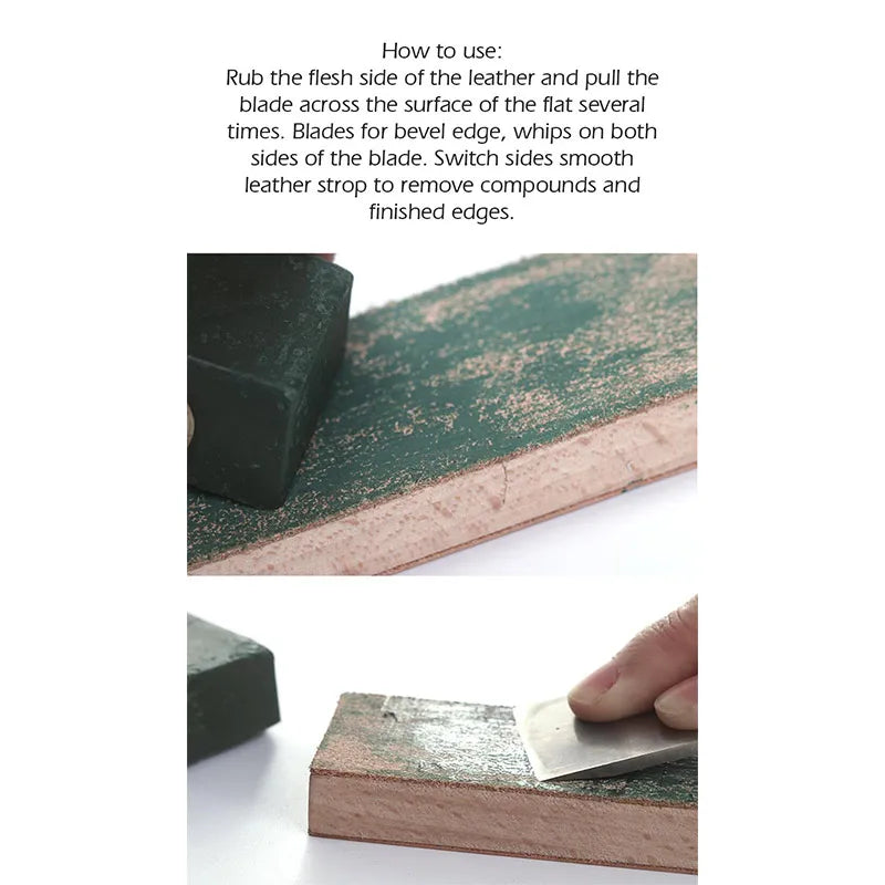 Rynx | WUTA Leather Knife Sharpener: Black Wood Razor Polishing Board for Fine Grinding - Includes Polish Compound, 8 Color Options Available